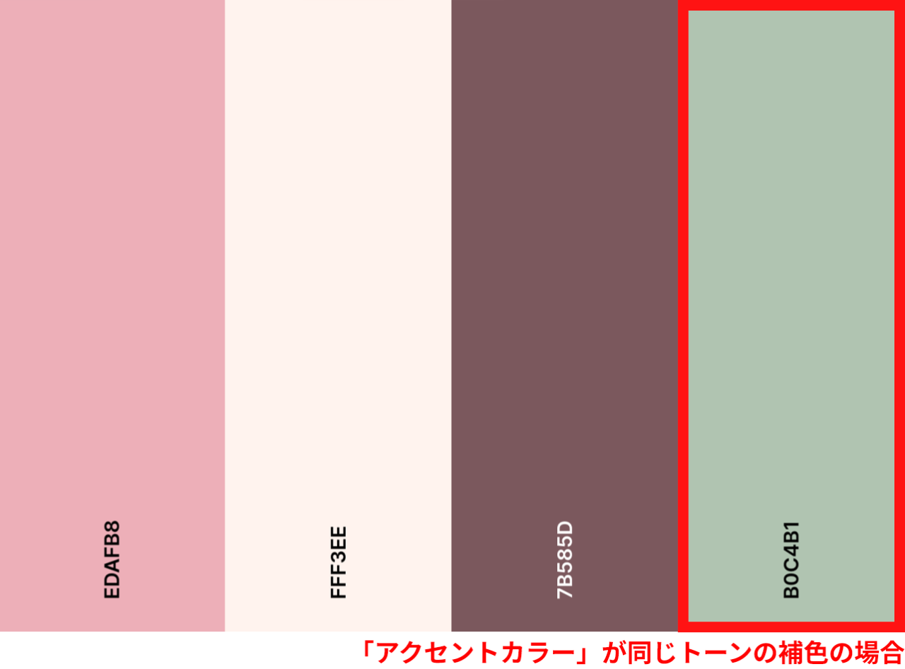 淡い色が「メインカラー(ダーク)」の場合の配色例